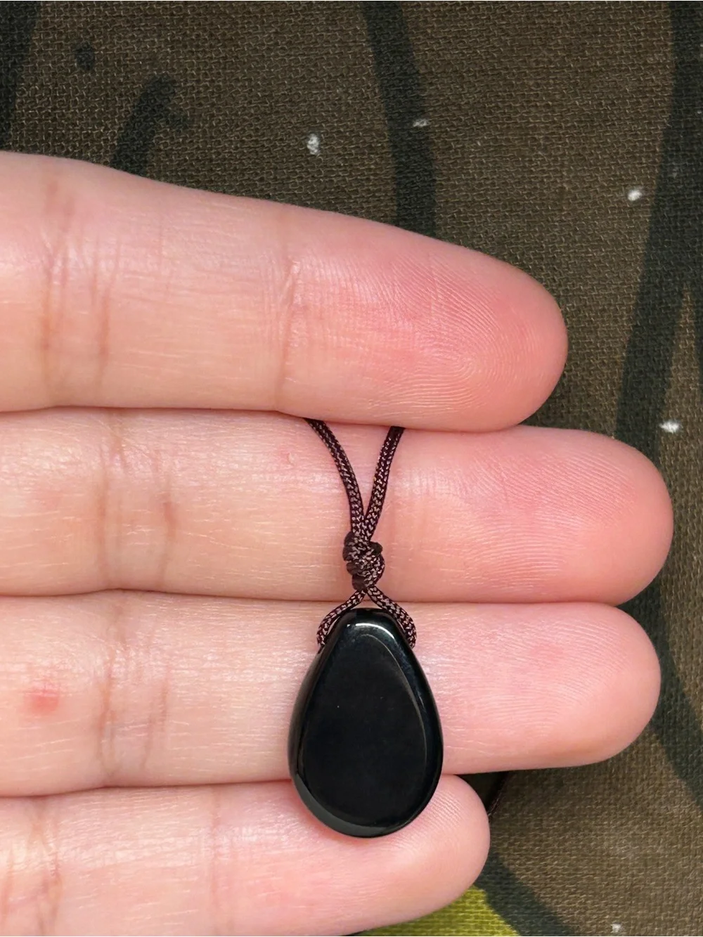 Hand Crafted Black Czech Glass Teardrop Pendant Necklace bohemian Gift